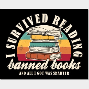 Banned Books "I Survived Reading Banned Books" Book Lover Posters and Art